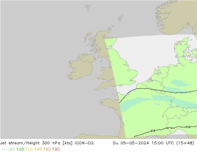 Jet stream/Height 300 hPa ICON-D2 Su 05.05.2024 15 UTC