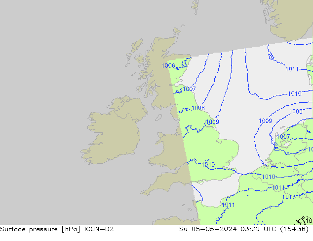 Surface pressure ICON-D2 Su 05.05.2024 03 UTC