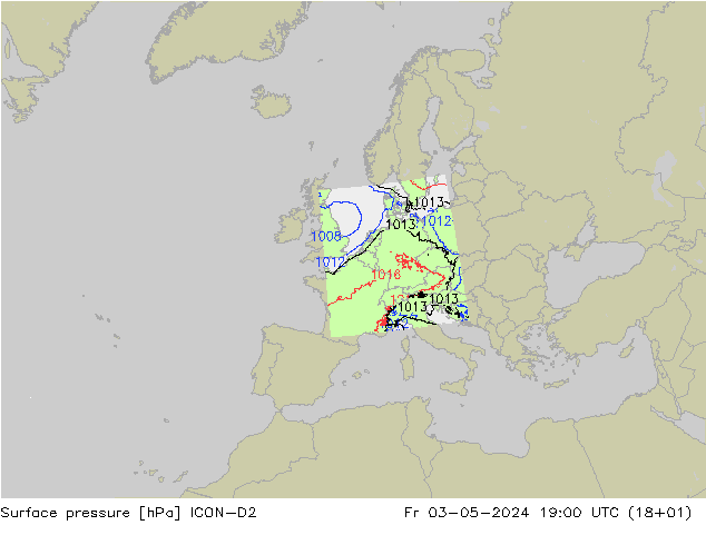Bodendruck ICON-D2 Fr 03.05.2024 19 UTC