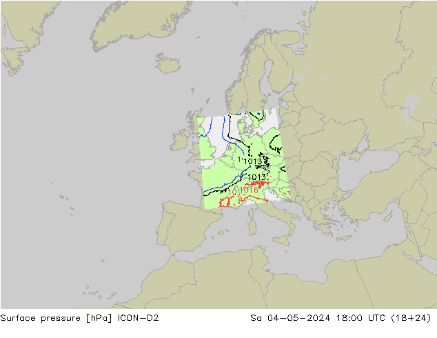 Bodendruck ICON-D2 Sa 04.05.2024 18 UTC