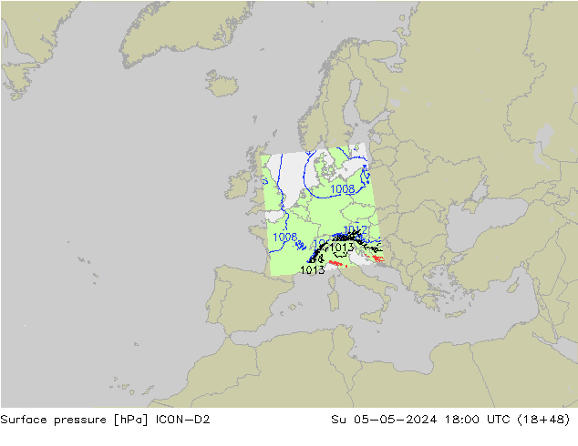 Bodendruck ICON-D2 So 05.05.2024 18 UTC