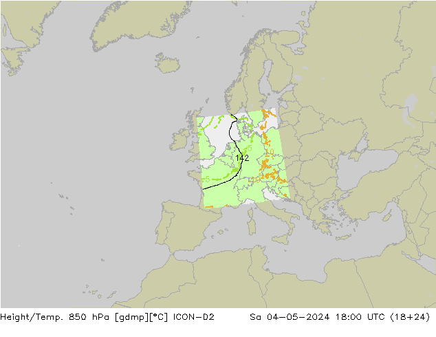 Height/Temp. 850 гПа ICON-D2 сб 04.05.2024 18 UTC