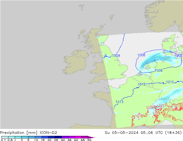 Precipitation ICON-D2 Su 05.05.2024 06 UTC
