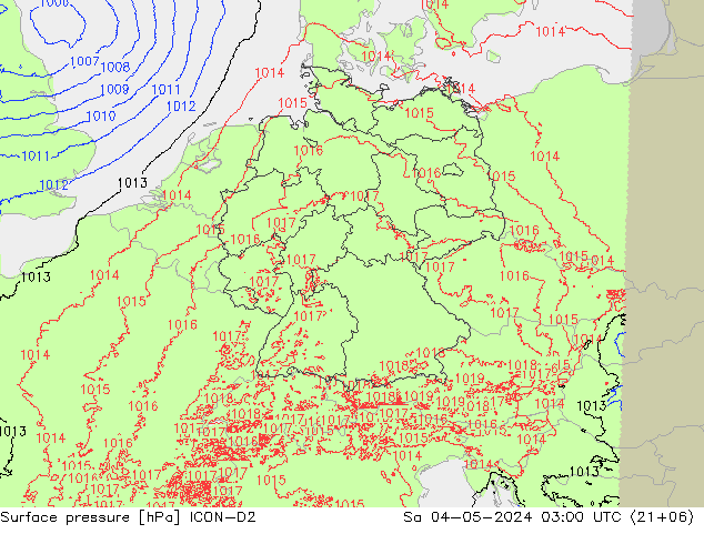 Bodendruck ICON-D2 Sa 04.05.2024 03 UTC