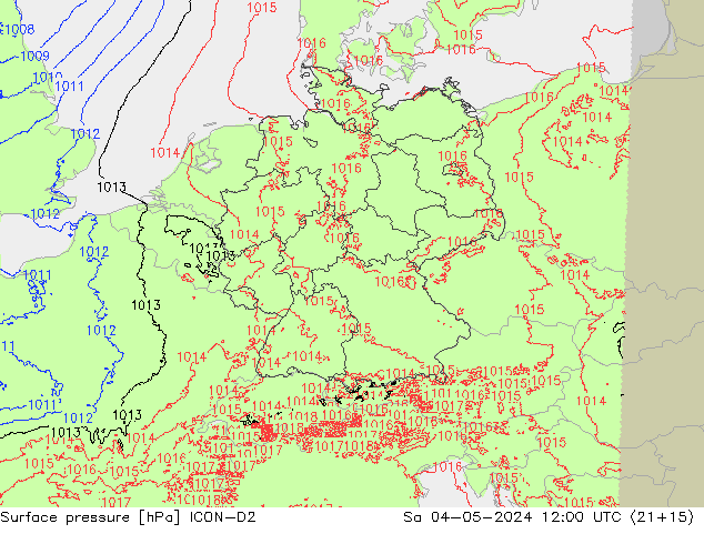 pression de l'air ICON-D2 sam 04.05.2024 12 UTC