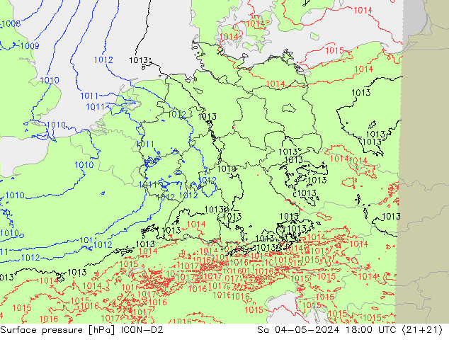 Bodendruck ICON-D2 Sa 04.05.2024 18 UTC