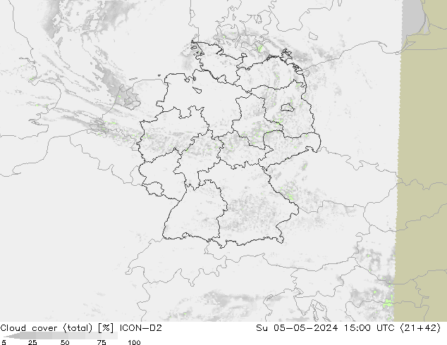 Bulutlar (toplam) ICON-D2 Paz 05.05.2024 15 UTC