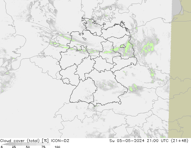 Bulutlar (toplam) ICON-D2 Paz 05.05.2024 21 UTC