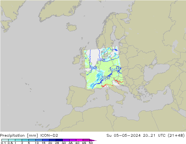 Niederschlag ICON-D2 So 05.05.2024 21 UTC
