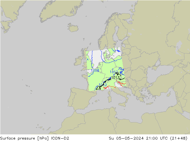 Bodendruck ICON-D2 So 05.05.2024 21 UTC