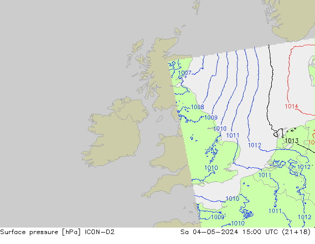 Luchtdruk (Grond) ICON-D2 za 04.05.2024 15 UTC