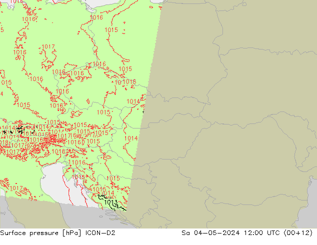 приземное давление ICON-D2 сб 04.05.2024 12 UTC