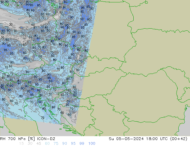 700 hPa Nispi Nem ICON-D2 Paz 05.05.2024 18 UTC