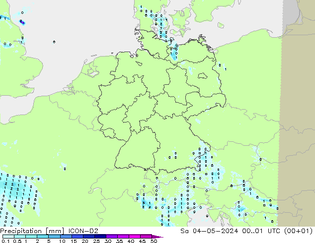 Precipitación ICON-D2 sáb 04.05.2024 01 UTC
