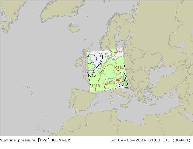 Bodendruck ICON-D2 Sa 04.05.2024 01 UTC