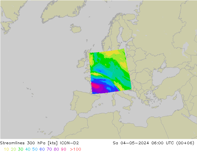 ветер 300 гПа ICON-D2 сб 04.05.2024 06 UTC