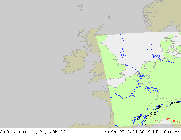 Atmosférický tlak ICON-D2 Po 06.05.2024 00 UTC