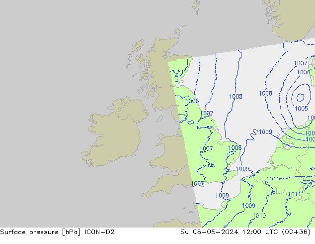 Surface pressure ICON-D2 Su 05.05.2024 12 UTC