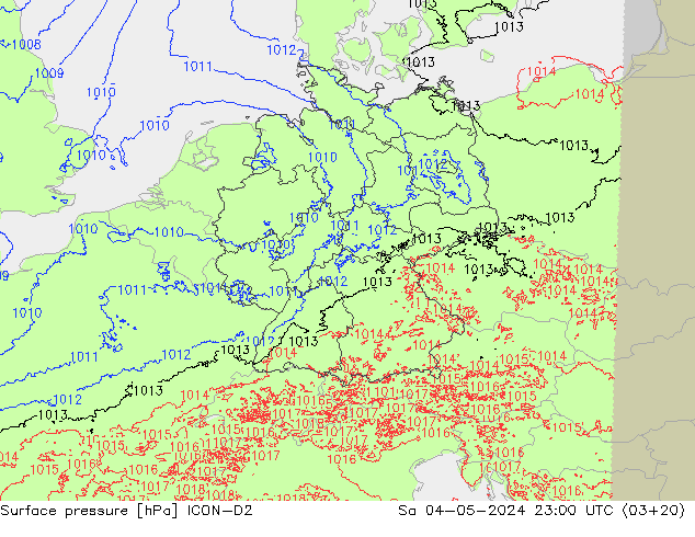 Bodendruck ICON-D2 Sa 04.05.2024 23 UTC