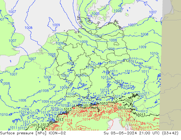 ciśnienie ICON-D2 nie. 05.05.2024 21 UTC