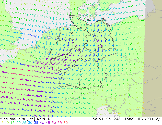 Wind 500 hPa ICON-D2 Sa 04.05.2024 15 UTC