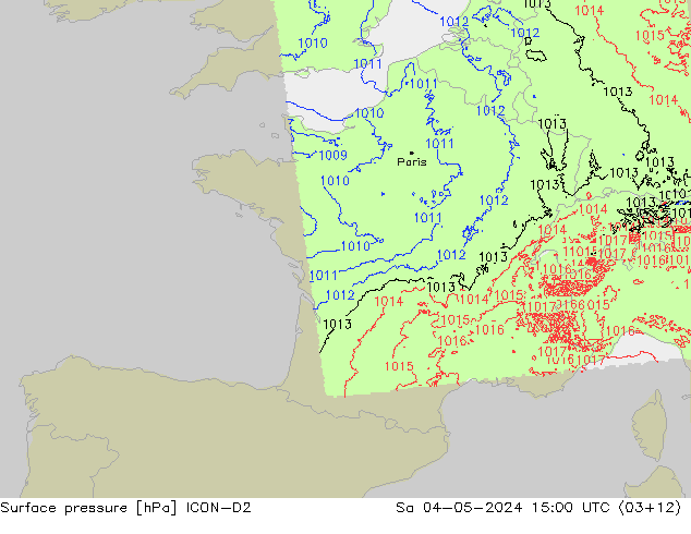 pression de l'air ICON-D2 sam 04.05.2024 15 UTC