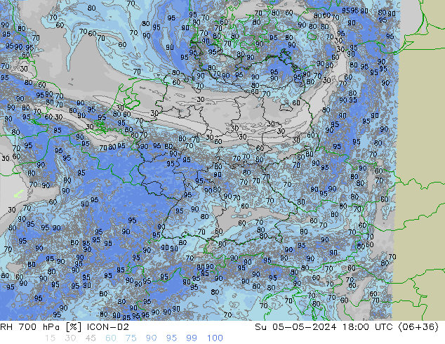 700 hPa Nispi Nem ICON-D2 Paz 05.05.2024 18 UTC