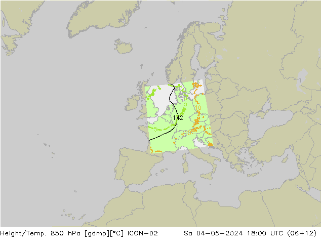 Yükseklik/Sıc. 850 hPa ICON-D2 Cts 04.05.2024 18 UTC