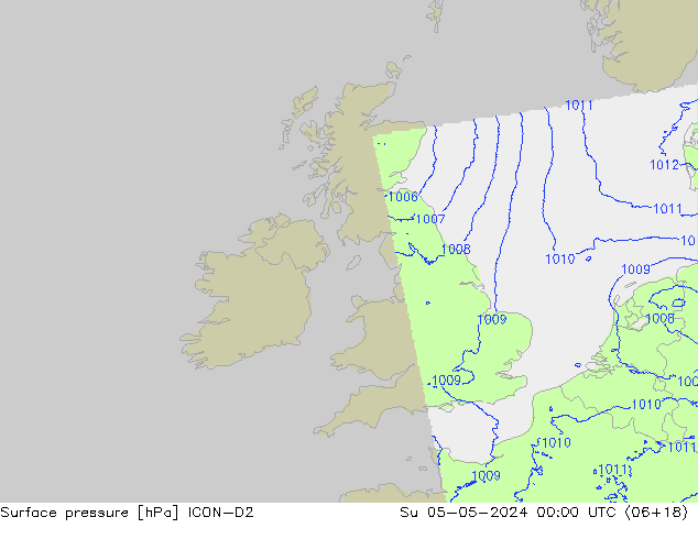 Luchtdruk (Grond) ICON-D2 zo 05.05.2024 00 UTC