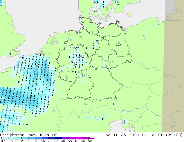 Precipitación ICON-D2 sáb 04.05.2024 12 UTC