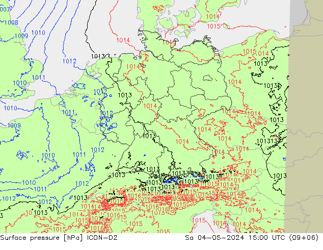 pression de l'air ICON-D2 sam 04.05.2024 15 UTC