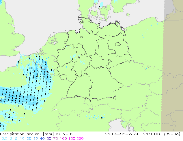 Precipitation accum. ICON-D2 So 04.05.2024 12 UTC