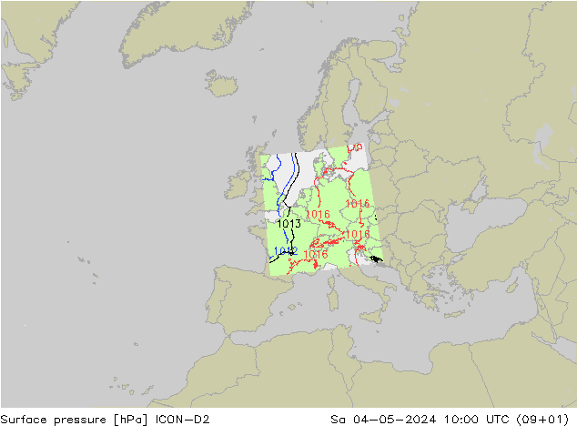 Bodendruck ICON-D2 Sa 04.05.2024 10 UTC