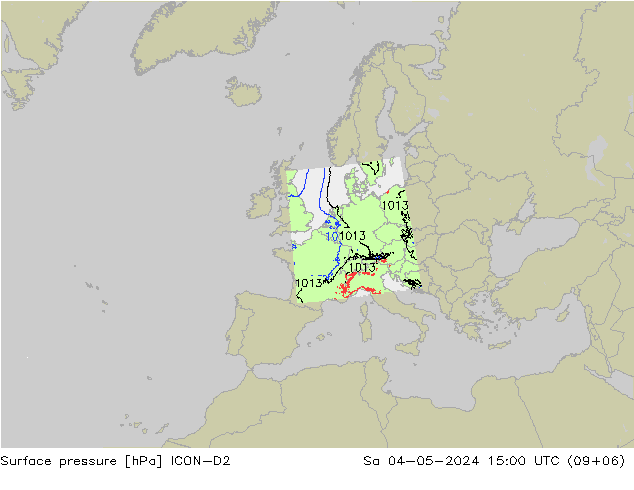 Bodendruck ICON-D2 Sa 04.05.2024 15 UTC