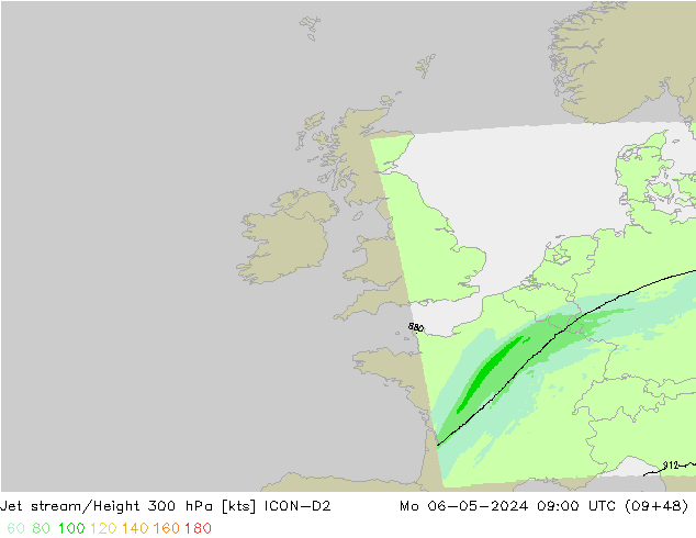 Prąd strumieniowy ICON-D2 pon. 06.05.2024 09 UTC