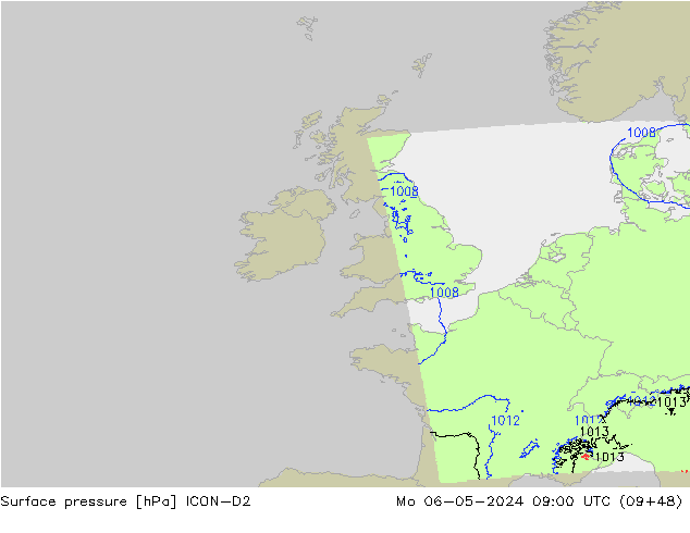 Yer basıncı ICON-D2 Pzt 06.05.2024 09 UTC