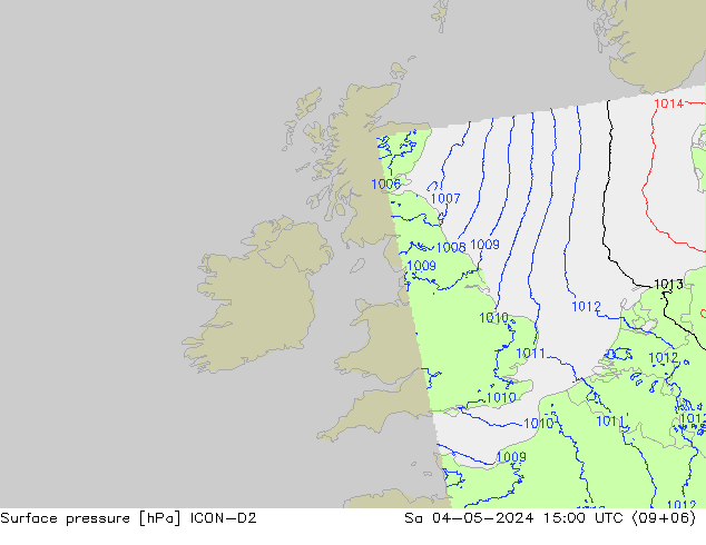 Surface pressure ICON-D2 Sa 04.05.2024 15 UTC