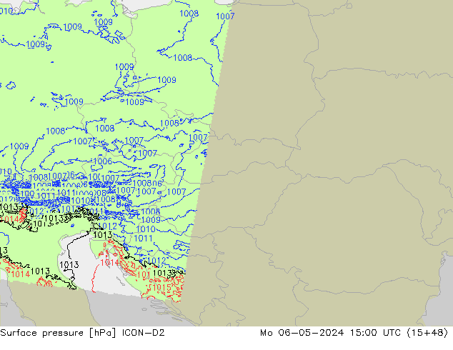 Bodendruck ICON-D2 Mo 06.05.2024 15 UTC