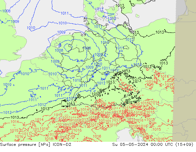 pressão do solo ICON-D2 Dom 05.05.2024 00 UTC