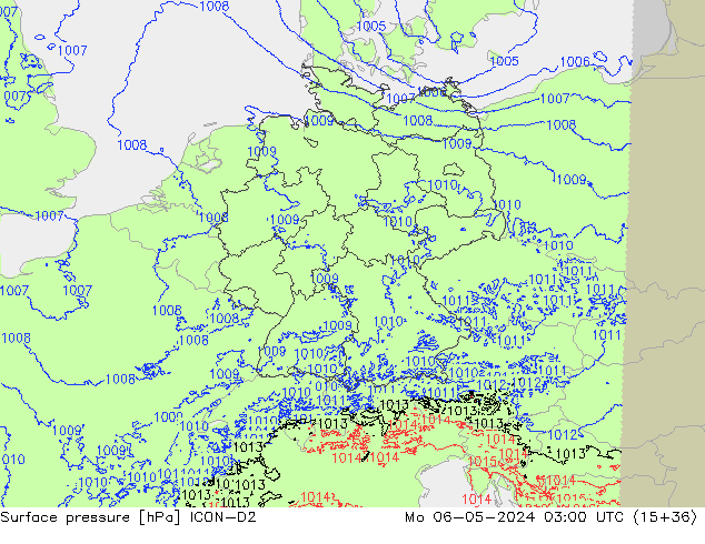 Luchtdruk (Grond) ICON-D2 ma 06.05.2024 03 UTC