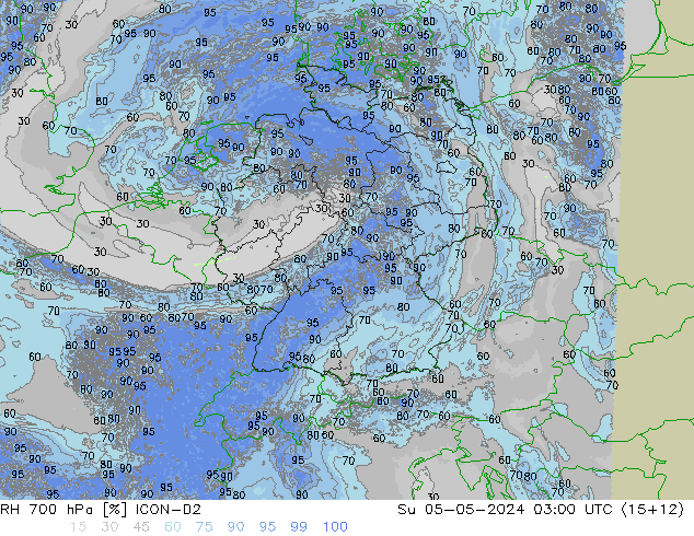 RH 700 hPa ICON-D2 So 05.05.2024 03 UTC