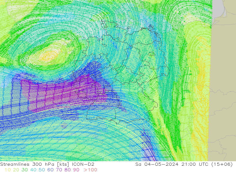  300 hPa ICON-D2  04.05.2024 21 UTC