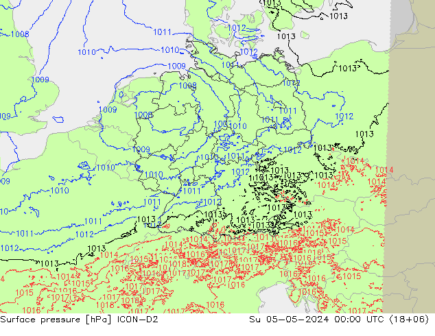 地面气压 ICON-D2 星期日 05.05.2024 00 UTC
