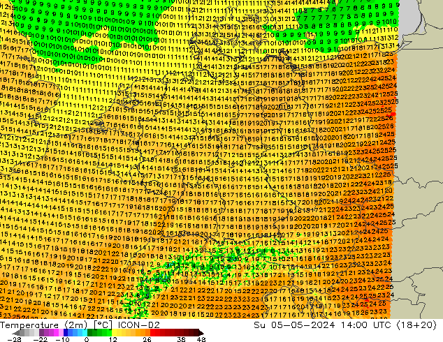 карта температуры ICON-D2 Вс 05.05.2024 14 UTC