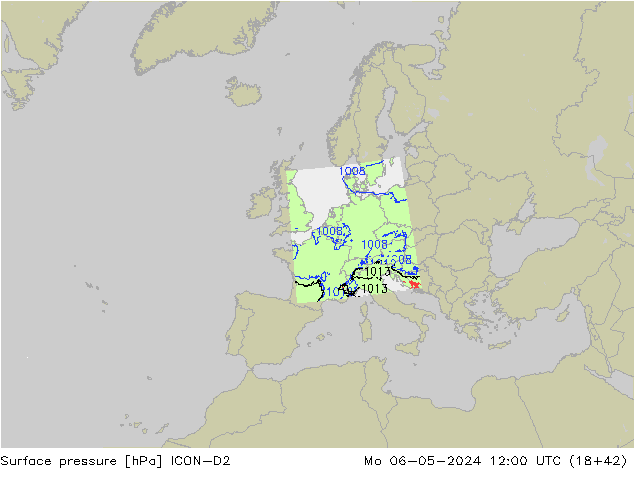 Bodendruck ICON-D2 Mo 06.05.2024 12 UTC