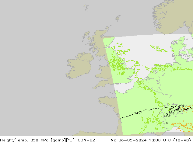 Height/Temp. 850 hPa ICON-D2 Po 06.05.2024 18 UTC