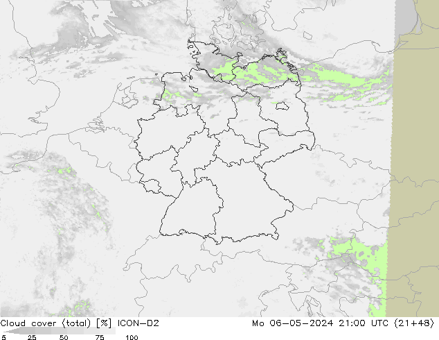 облака (сумма) ICON-D2 пн 06.05.2024 21 UTC