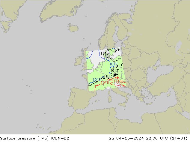 ciśnienie ICON-D2 so. 04.05.2024 22 UTC