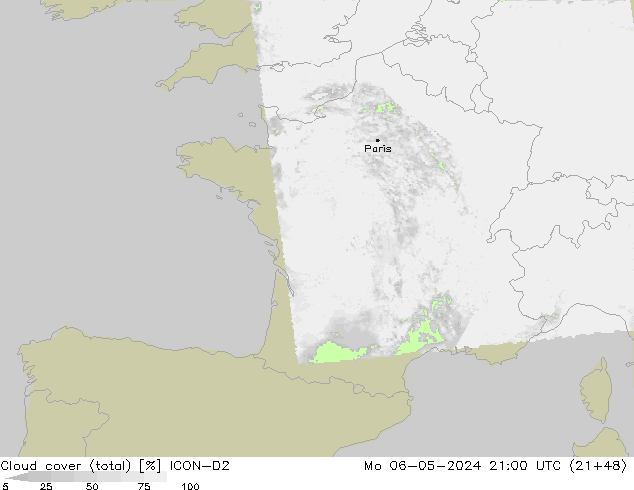 Bewolking (Totaal) ICON-D2 ma 06.05.2024 21 UTC