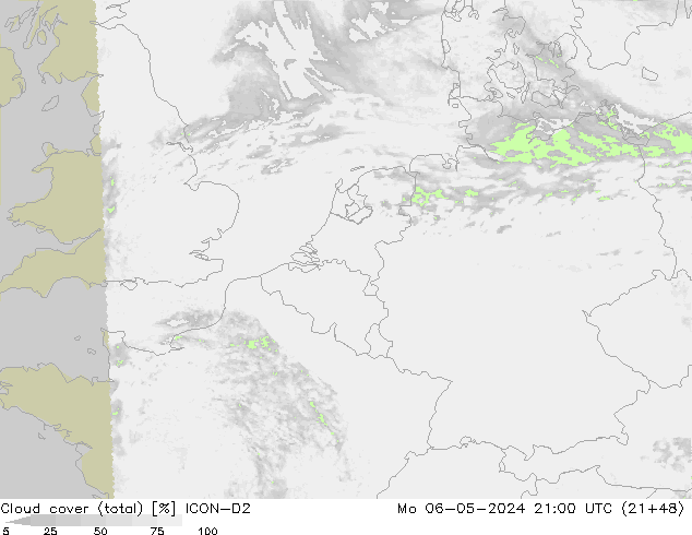 Bulutlar (toplam) ICON-D2 Pzt 06.05.2024 21 UTC